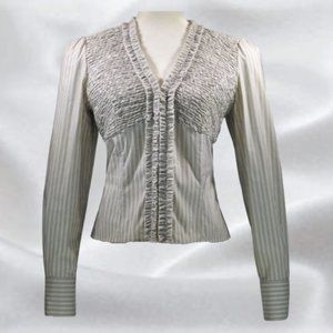 INC Stretch Gray Pinstriped Shirt in Size 12
